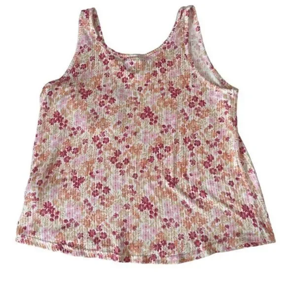 Laura Ashley Floral Pink, Yellow, Orange Print Tank Top & Short Set Pajamas Sz M - Picture 3 of 14